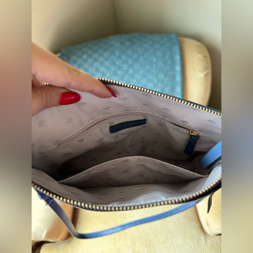 NWOT Kate Spade Smokey Blue Pebbled Leather Crossbody - Picture 4 of 7